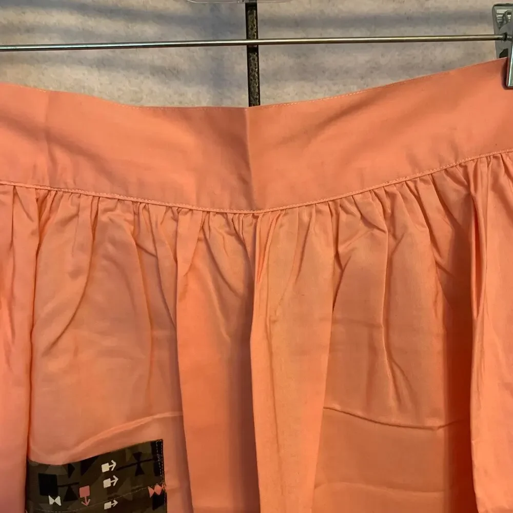 Vintage Style Coral Color Handmade Apron with Pocket - Picture 3 of 7